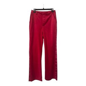 7 For All Mankind Red Velvet Satin Tuxedo Wide Leg Pants - Size 6